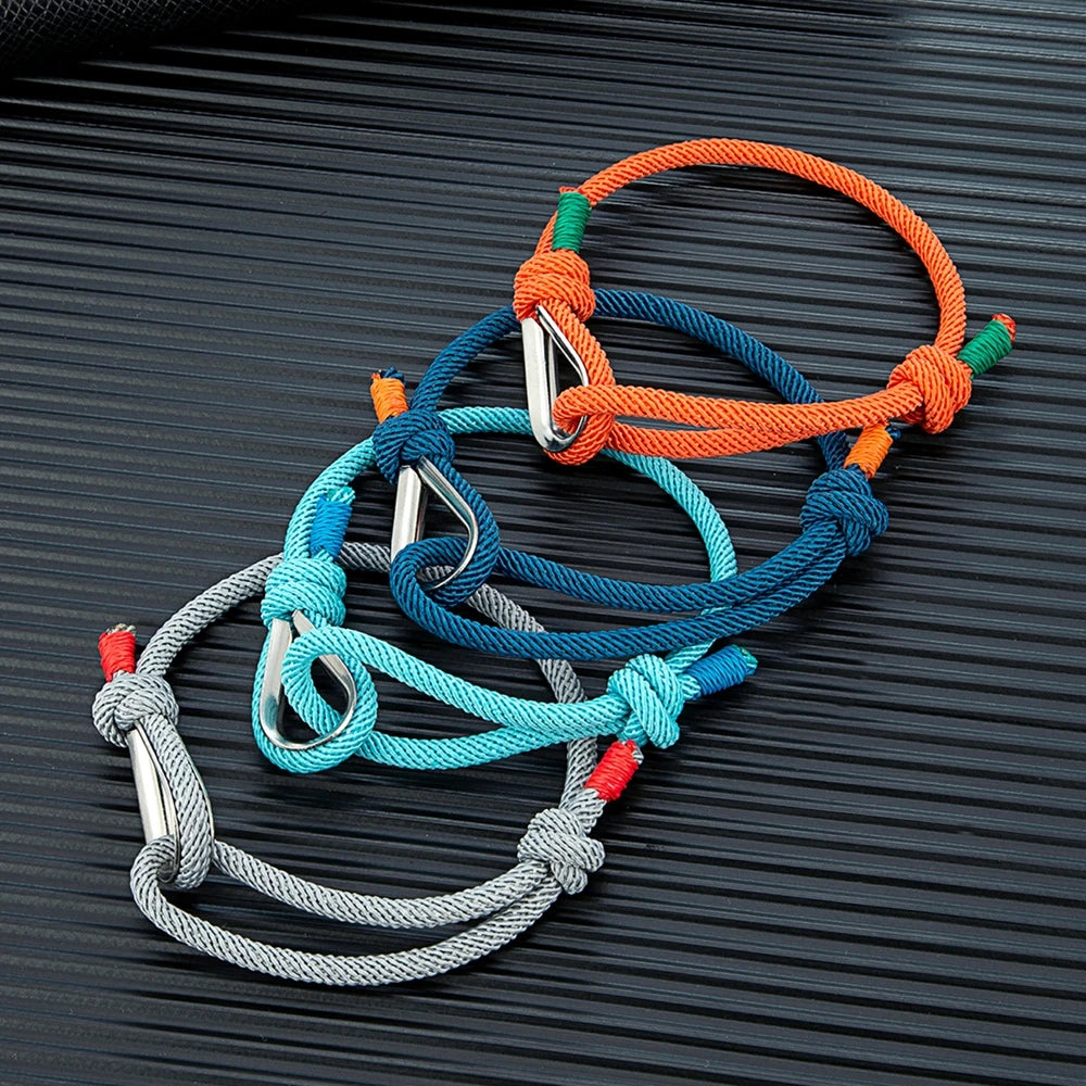 MKENDN Mode Männer Frauen Karabiner Armbänder Macaron Farbe Surfer Seil Charm Armband Paar Festival Schmuck Geschenke