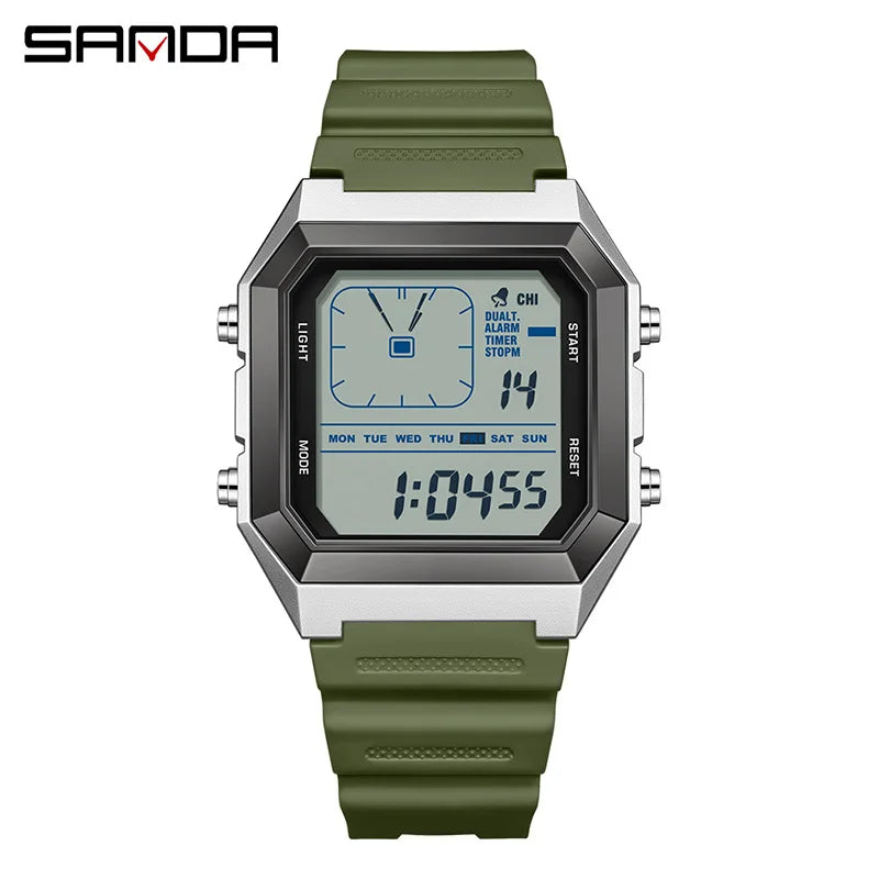 SANDA 6307 Fashion Digital Watches for Man Multifunction Luminous Chronograph Calendar Outdoor Sport Waterproof Electronic Watch