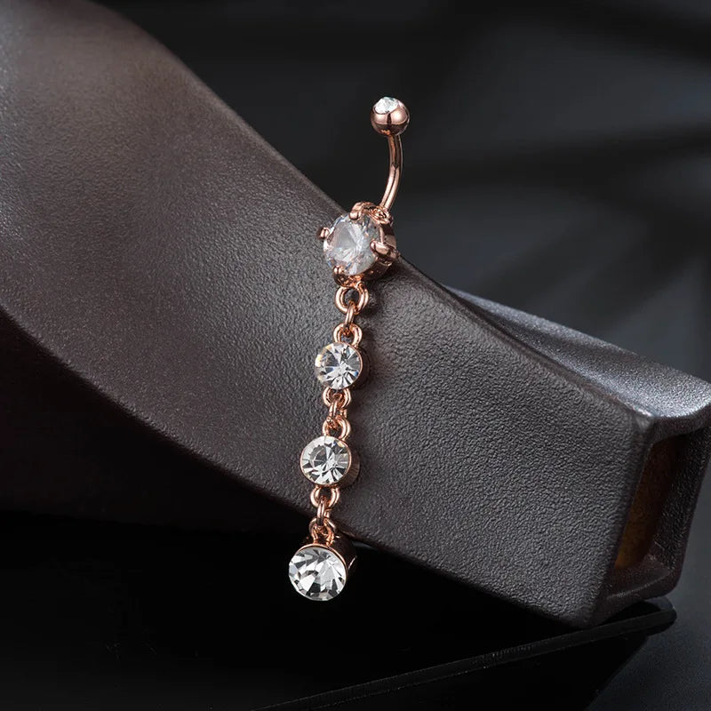 Sterling Silver 925 body jewelry for women piercing sexy Navel Rings long Drop Body Belly Piercing Jewelry Beach accessories