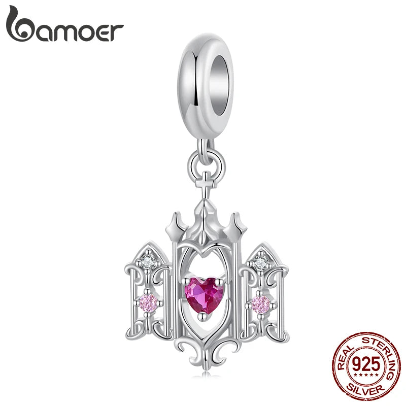 BAMOER Solid 925 Sterling Silver Hollowed Church Charm Pendant fit Original Bracelet Jewelry DIY bamoer Classic Charm SCC2992