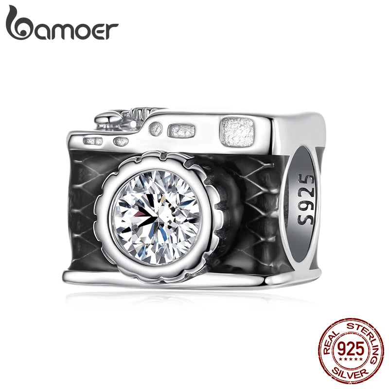 BAMOER Solid 925 Sterling Silver Cute Camera Charm Bead fit Original Bracelet DIY Jewelry Accessories bamoer Beads SCC3087