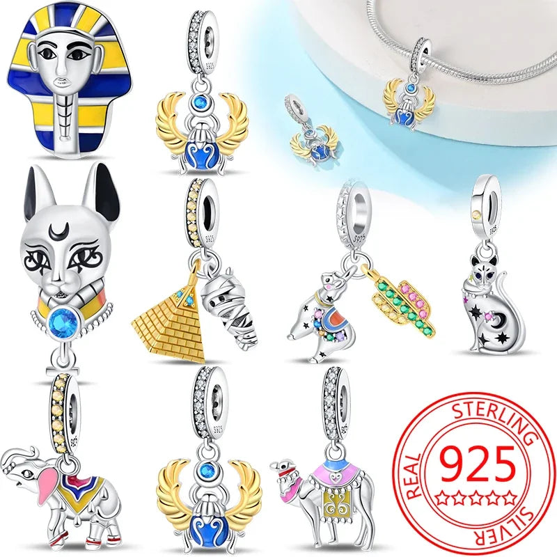 925 Sterling Silver Desert Pyramid Camel Elephant Charm Bead Fit Bracelet Original Charm for Women DIY Jewelry Making