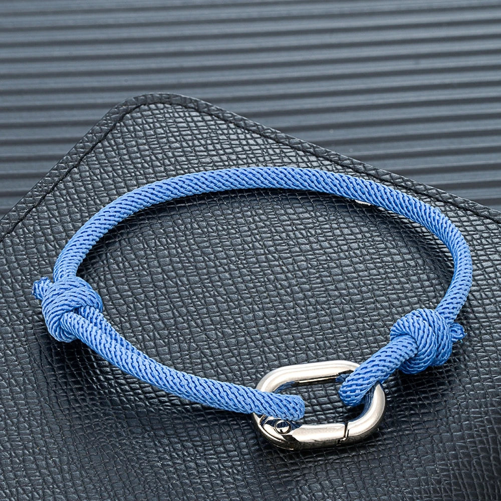 MKENDN Nautical Style Mens Thin Rope Adjustable Bracelet With Oval Circle Spring Clasp For Women Surfer Beach Jewelry Gifts