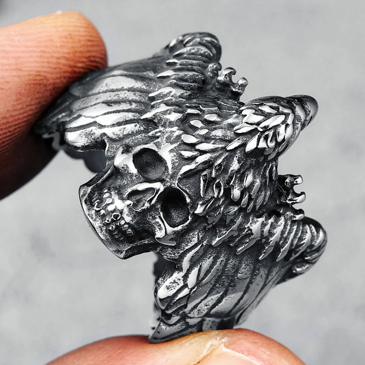 Skull Eagle Men Rings 316L Stainless Steel Skeleton Ring Rock Punk Rap Party for Biker Male Friend Jewelry Accessories Best Gift