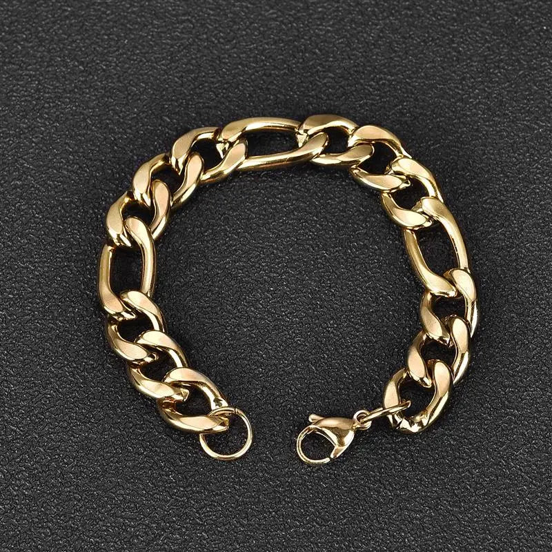 3/5/7/11mm Stainless Steel Figaro Chain Bracelet Bangle for Men Women Hiphop Trendy Wrist DIY Bracelet Jewelry