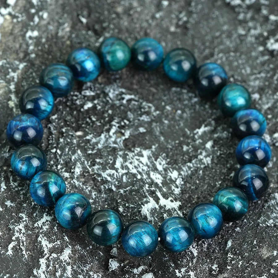 Simple Style 6mm/8mm/10mm/12mm Grade A Blue Tiger Eyes Bracelet Men Women Smooth Beads Strand Braslet Valentine Day Gift Joias