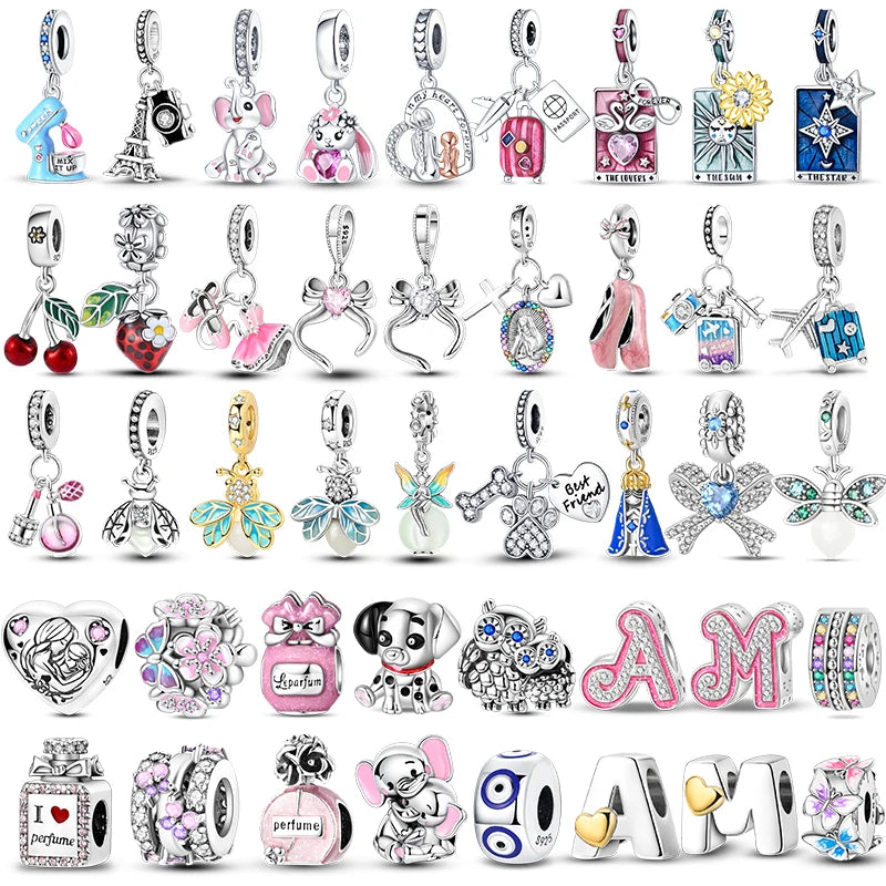 Hot Sale Charms Beads 925 Sterling Silver Pink Perfume Bottle Letter Luminous Firefly Tarot Card Beads Fit DIY Bracelets Jewelry - Madeinsea©