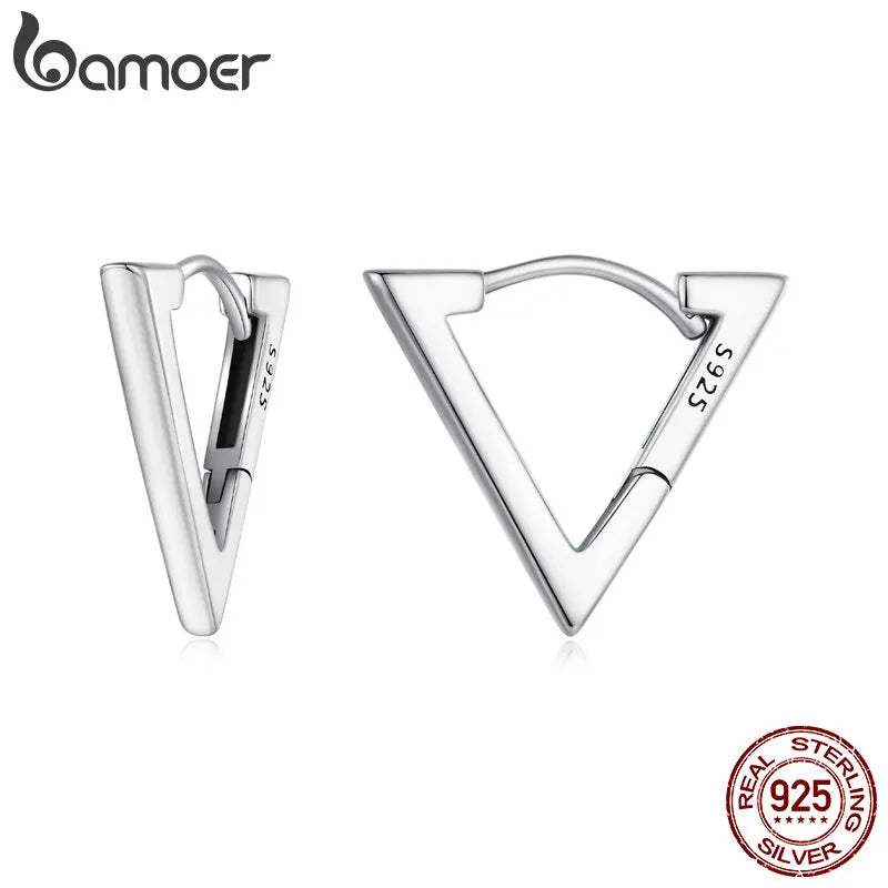 BAMOER 925 Sterling Silber Kleine Dreieck Ohrringe für Frauen Geometrische Creolen Hypoallergen Ohrringe für Frauen Mädchen