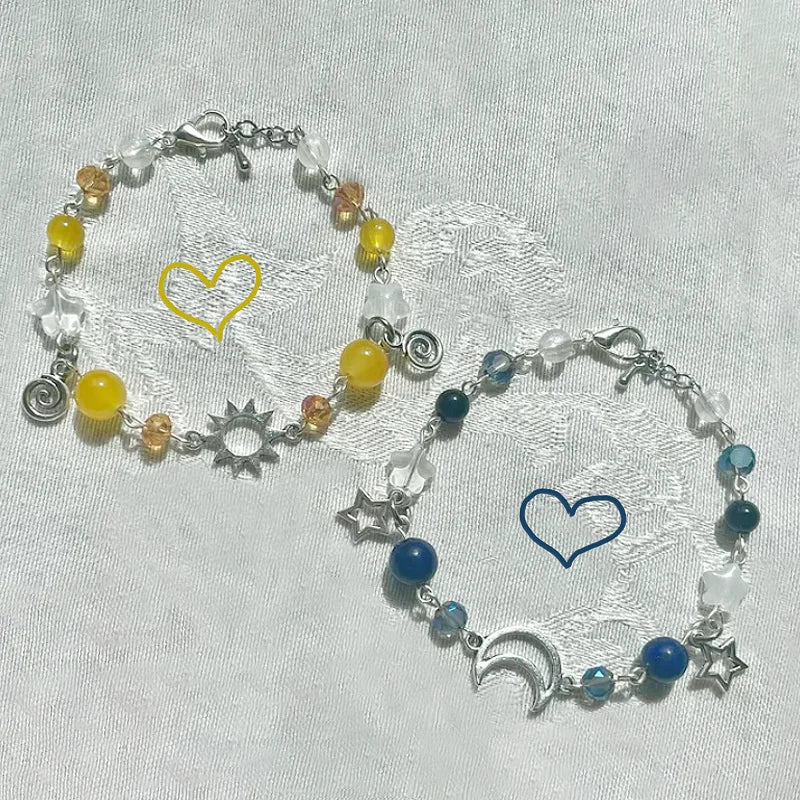 Bracelet assorti soleil et lune, cadeau Y2K, 1 pièce
