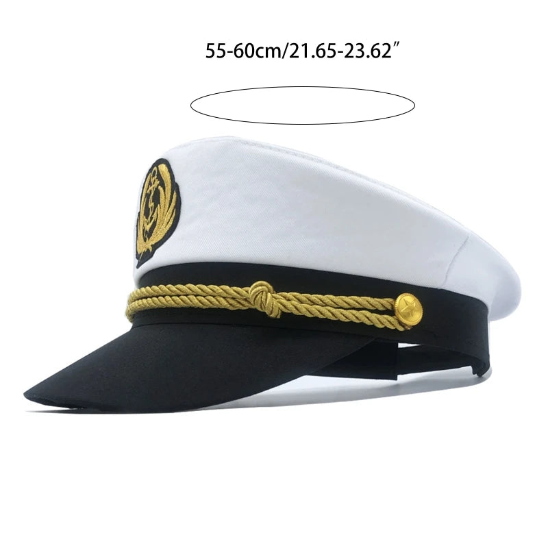 652F Chapeau de marine de la marine Chapeau de capitaine de yacht Costume de capitaine de marin Casquette de marin pour hommes Bonnet Chapeau d'amiral de la marine de la marine Robe formelle