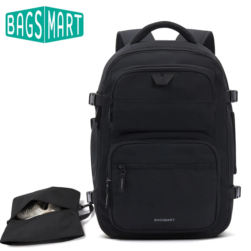 Sac à dos de voyage BAGSMART 2 pièces pour femmes et hommes, bagage à main approuvé par la TSA avec sac à chaussures, grand sac à dos de vol de 40 L