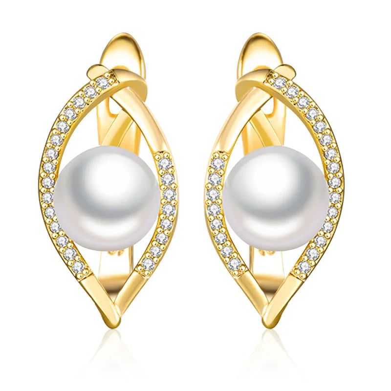 New 100% Natural Pearl Stud Earrings Genuine Natural Freshwater Pearls Earring Exquisite Jewelry Wedding Bridal Accessories