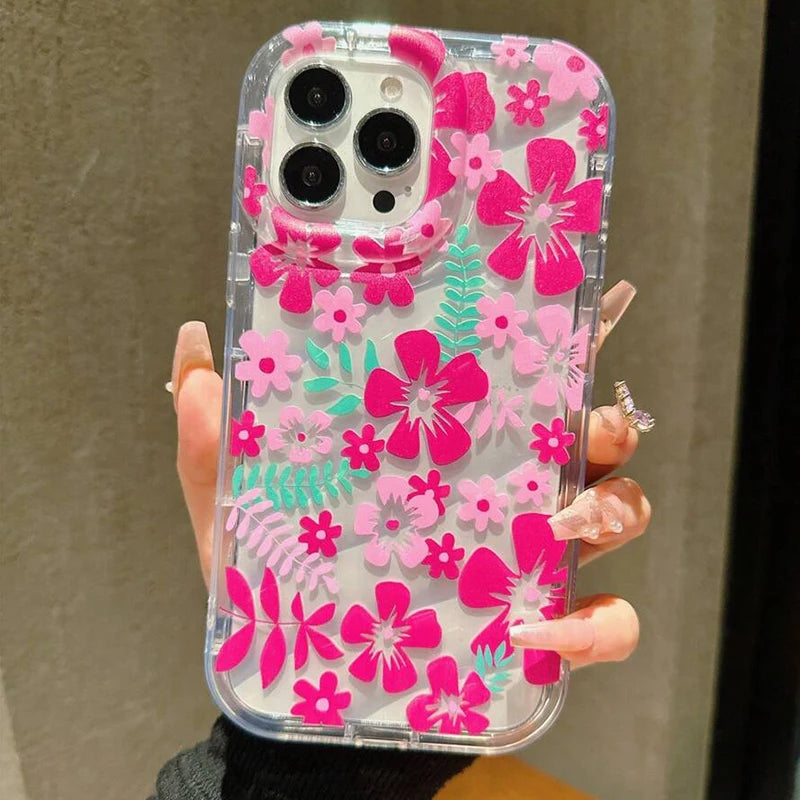 Case for Xiaomi 13T Pro Mi 14 13 12 11 Lite 5G NE Poco F5 X3 X6 Pro 5G Flower Summer Pink Clear Airbag Shockproof Phone Cover