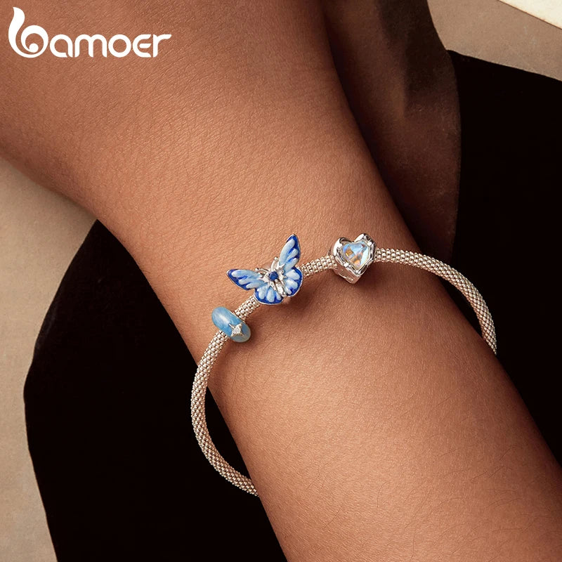 BAMOER 925 Sterling Silver Dreamy Starry Spacer Bead fit Original Bracelet DIY Jewelry Accessories bamoer Bead BSC1103