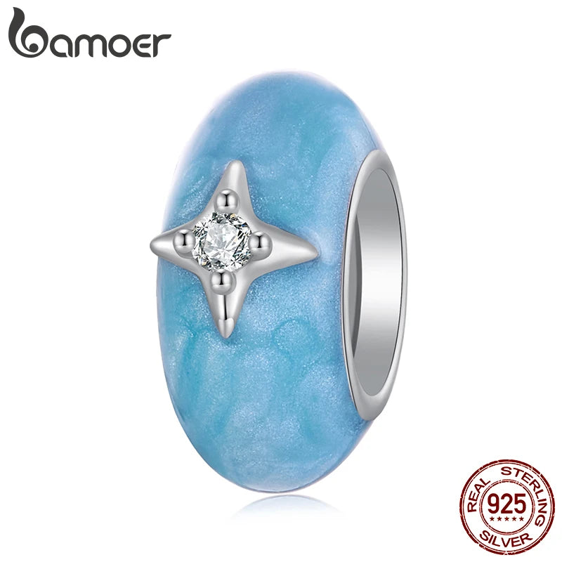 BAMOER 925 Sterling Silver Dreamy Starry Spacer Bead fit Original Bracelet DIY Jewelry Accessories bamoer Bead BSC1103