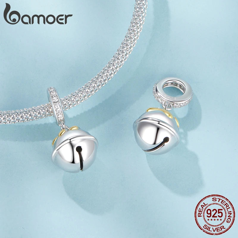BAMOER Solid 925 Sterling Silver Paw Bell Charm Bead fit Original Bracelet & Necklaces Jewelry DIY bamoer Charm SCC2939