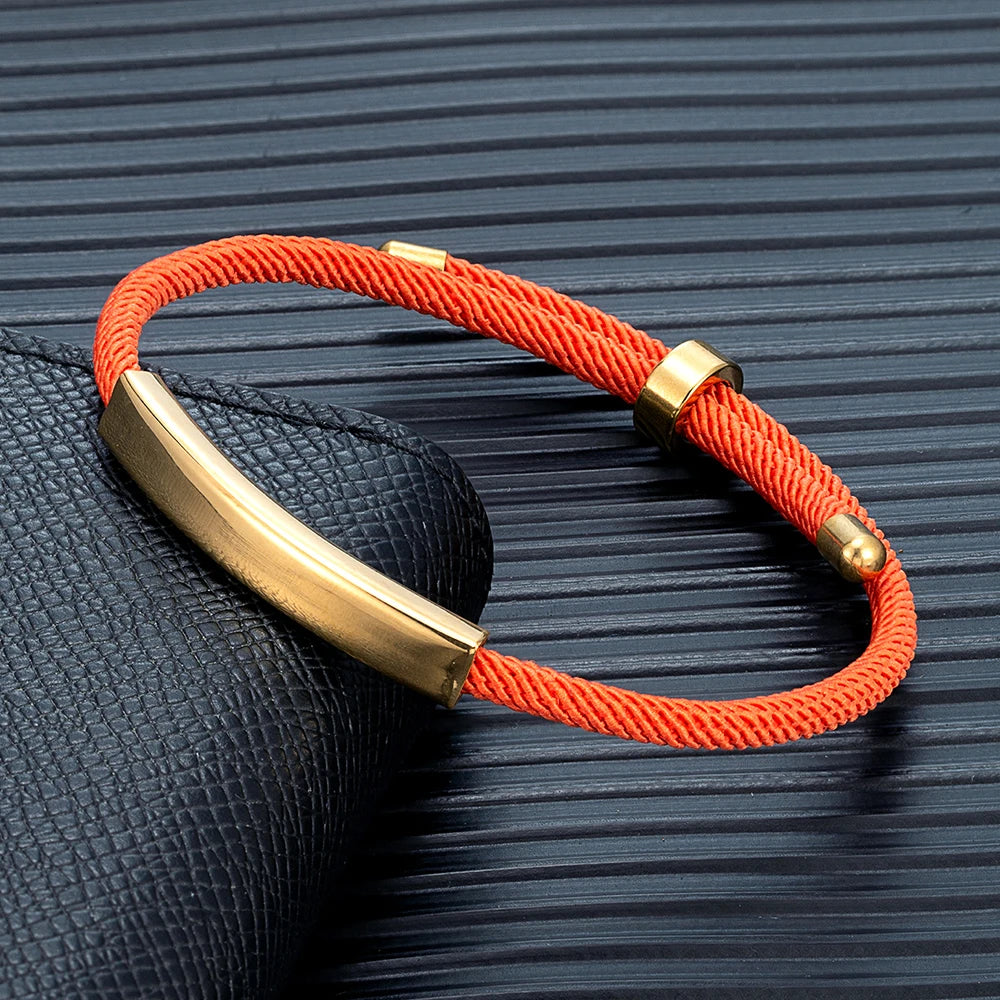 MKENDN Punk SOS Custom logo Name Engrave Text Rope Bracelet customize Stainless Steel Bracelets For Women Men ID Bracelet - Madeinsea©