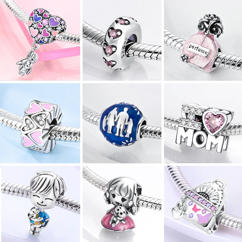 New 925 Sterling Silver Charm Love Heart Warm Family Series Beads Fit Original Charms Bracelets Pendant DIY Jewelry Gift - Madeinsea©