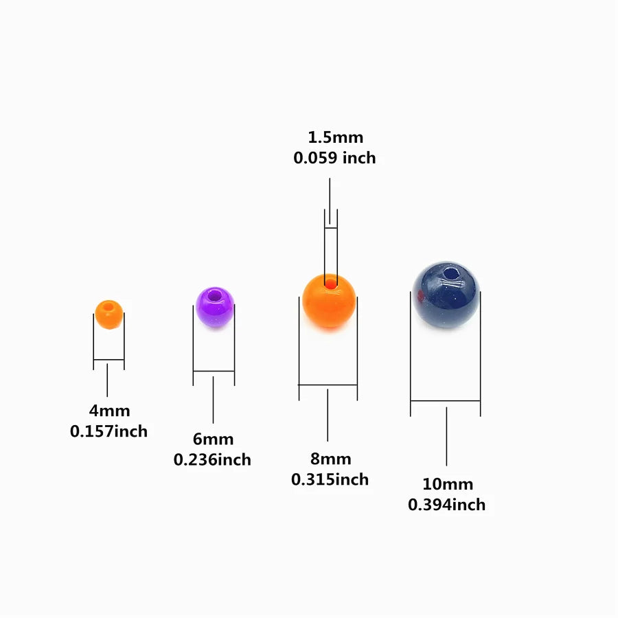 4/6/8/10mm Halloween Color Series Acrylic Round Beads For DIY Necklace Bracelet Earrings Handicraft Pendant Jewelry Making