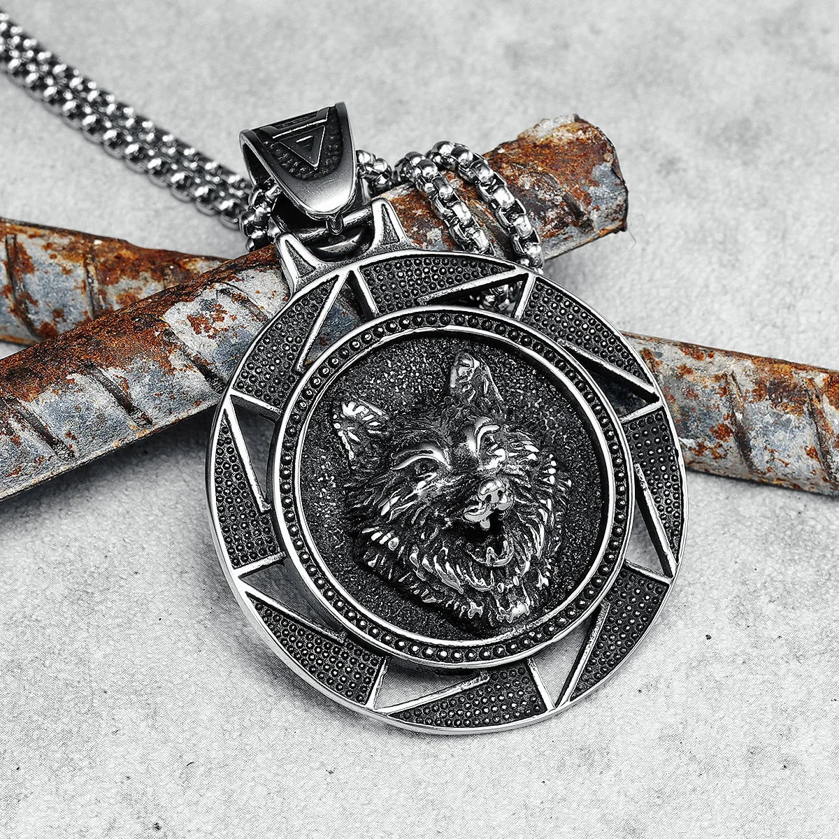 Viking Wolf Men Necklace 316L Stainless Steel Retro Norse Myth Pendant Chief Chain Rock Punk Party for Friend Male Jewelry Gift