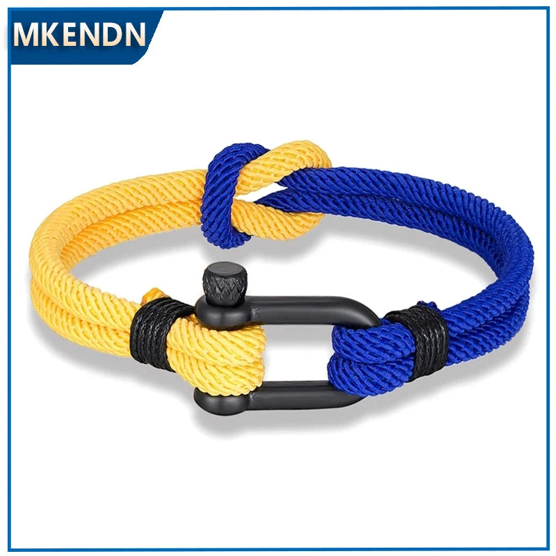 MKENDN Men Women Ukrainian National Flag Color Yellow Blue Nautical Rope Bracelets Peace Gift Украинский брасле
