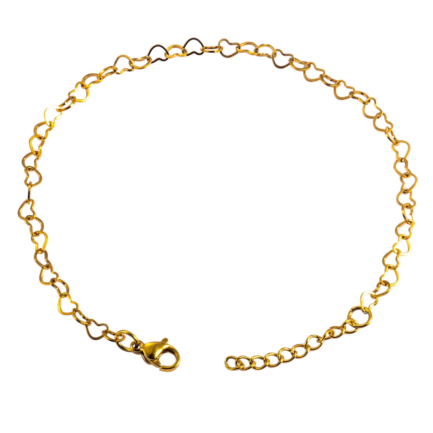 Hollow Stainless Steel Sweet Cute Love Statement Heart Chain Bracelet Anklet 3cm Extension for Girlfriend Women JewelryGift