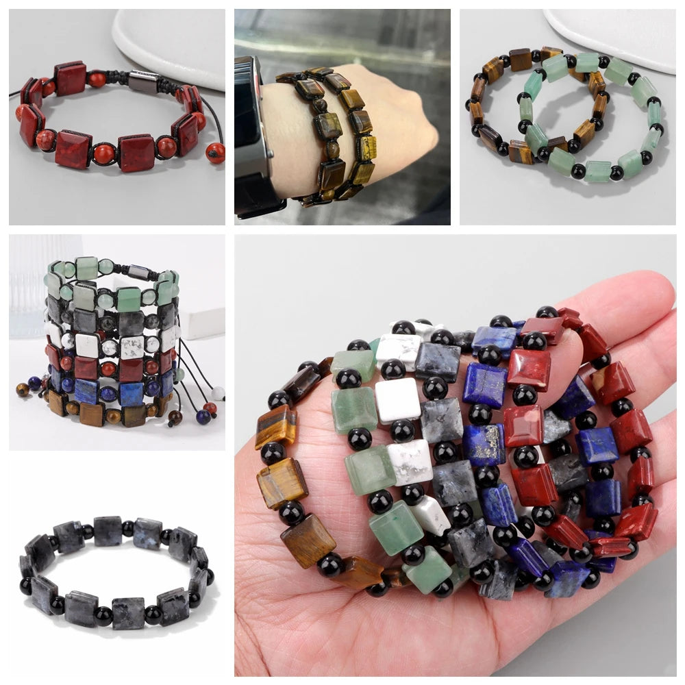 AA Natural Lapis Lazuli Stone Bead 10mm Square Flat Cube Loose Spacer Beads For Jewelry Making DIY Charm Bracelets Accessories