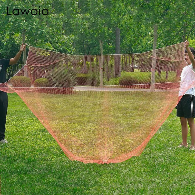 Lawaia Multifilament Hand Carry Fishing Net Outdoor Sturdy Braided Fish Net with Bamboo Poles for River and Pond