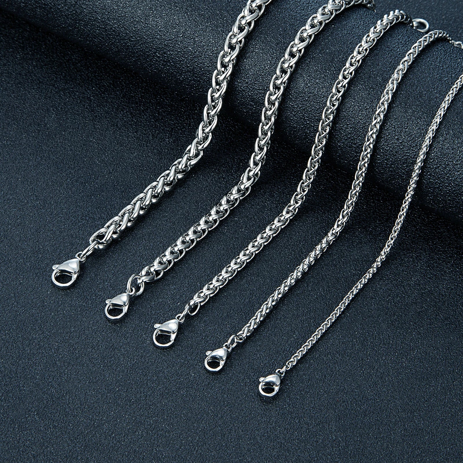 MKENDN Thickness 2/3/4/5/6mm Silver Color Wheat Braided Stainless Steel Bracelet Classic Curb Link Chain for Men Women Jewelry - Madeinsea©