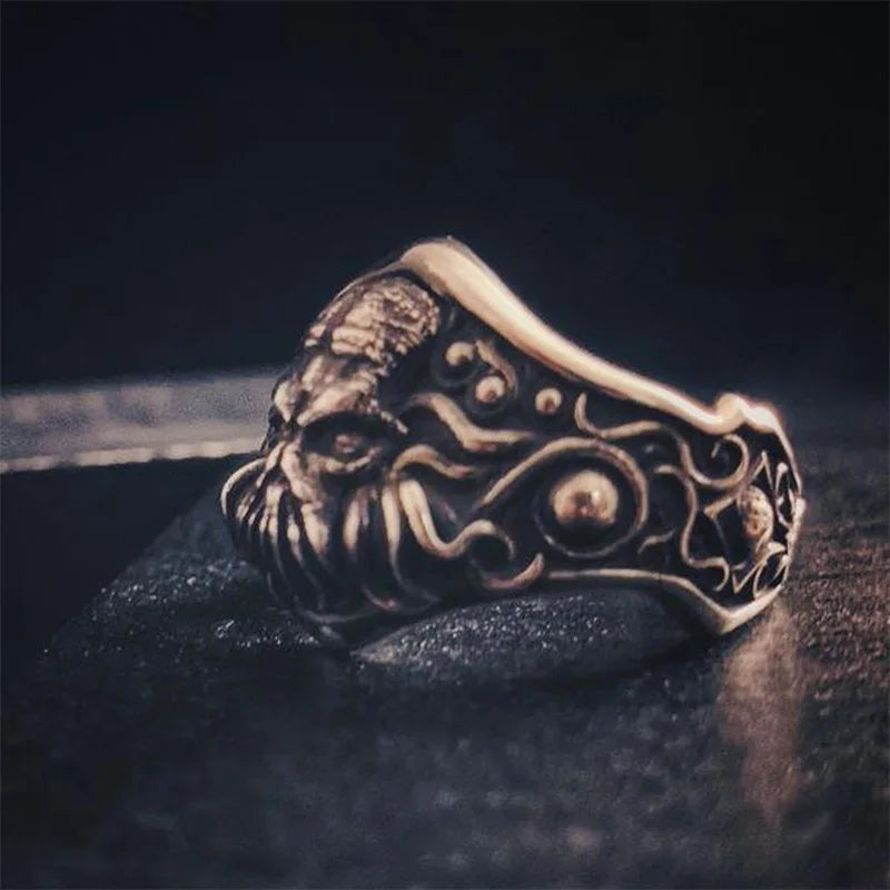 Retro Cthulhu Ring For Men Silver Color Punk Gothic Rock Hiphop Ring Handmade Designer Jewelry Biker Accessories Creative Gift
