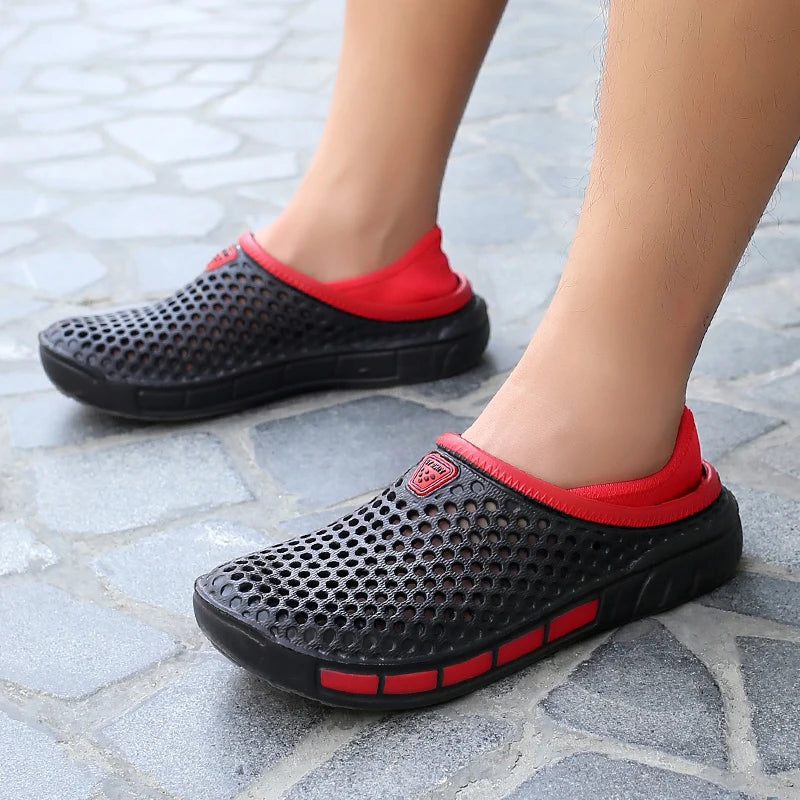 Summer Beach Men Sandals Breathable Men Casual Shoe Hole Shoes Light Clogs Home Garden Outdoor Male Flat Slippers Big Size 39-49