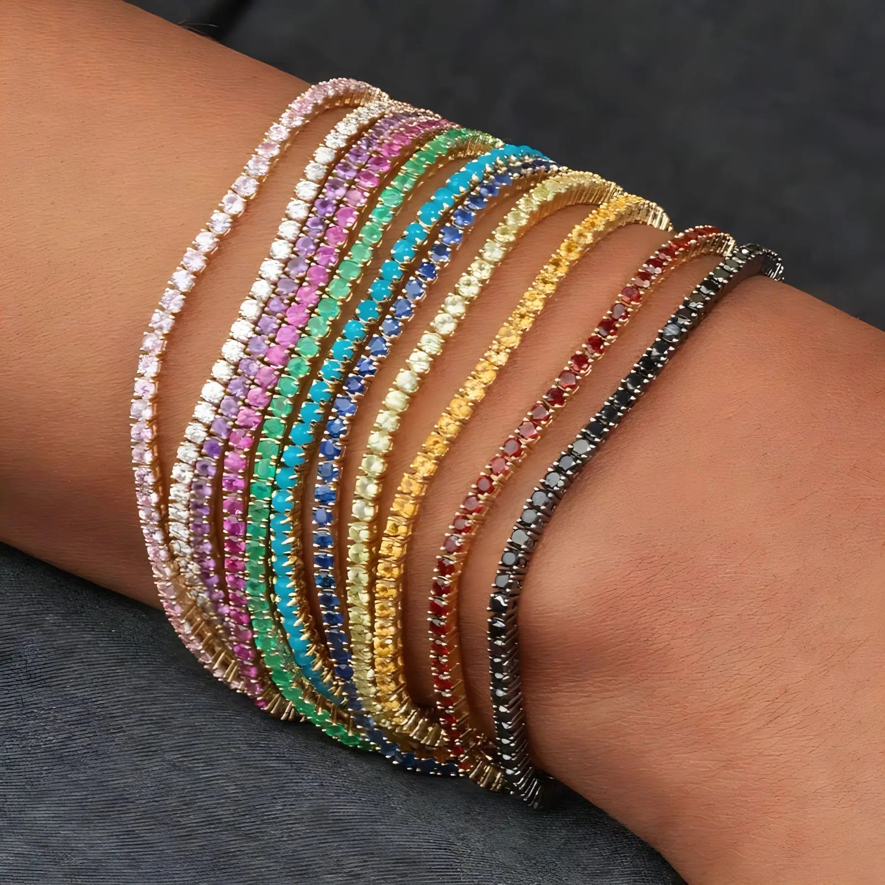 11PCS Fashion Shining Bracelet Stack Exquisite Rhinestone Elasticity Bracelet
