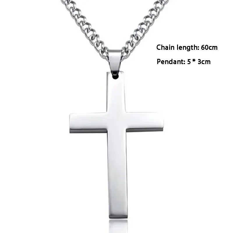 Classic Cross Pendant Necklace For Men Women 24inch Gold Silver Color Chain Necklace Fashion Christ Faith Prayer Jewelry Gifts