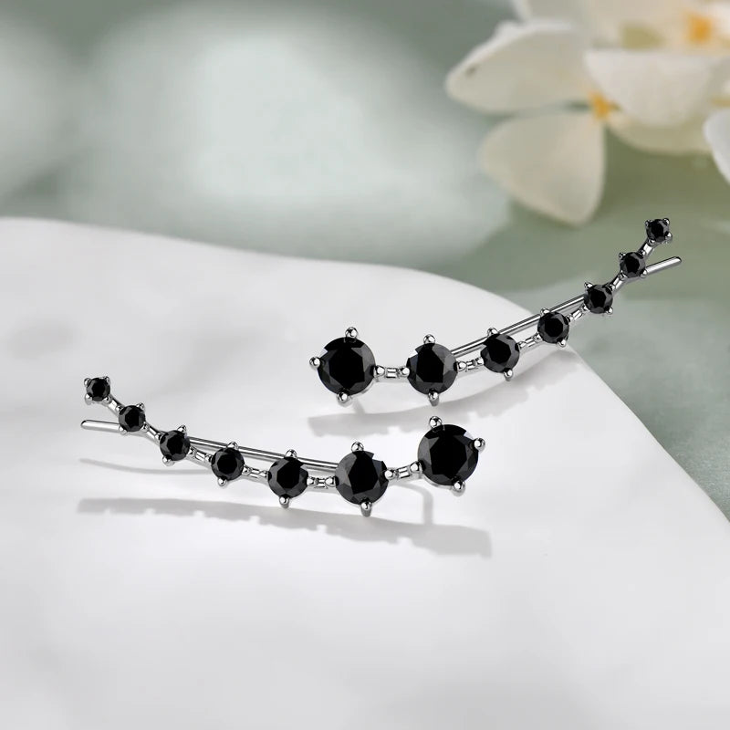 OXTAO Real 925 Silver Claw Set Round 4.5mm Moissanite Ladies 7 Star Ear Climber Earrings Ladies Jewelry Gift GRA Certified