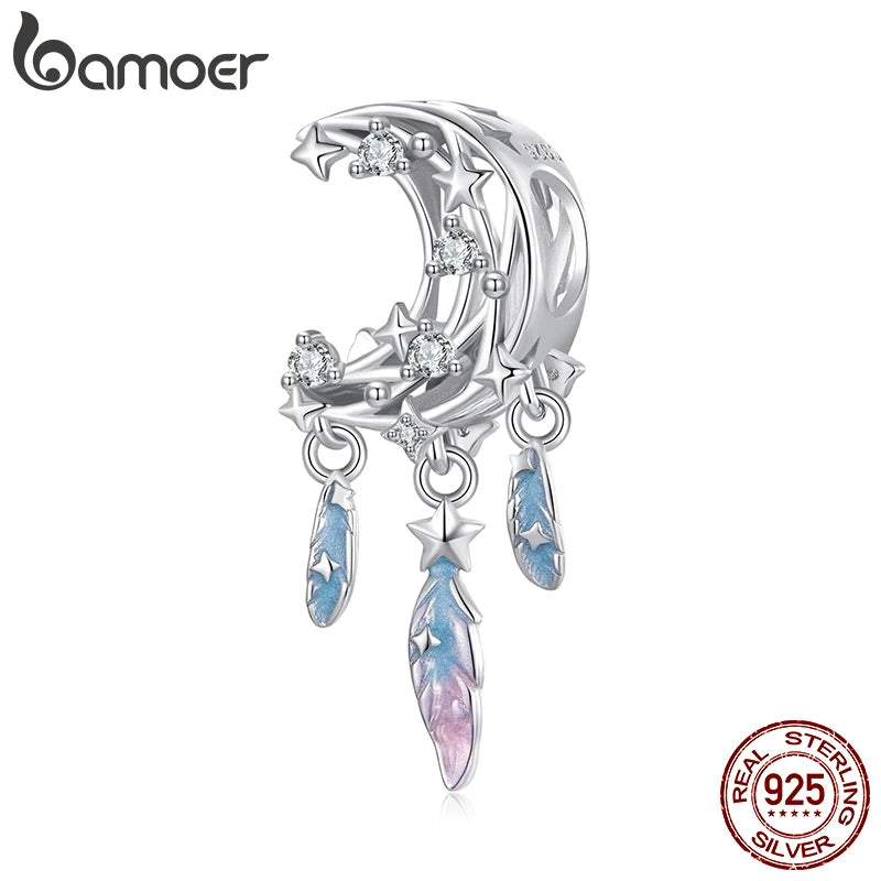 BAMOER Mond-Traumfänger-Anhänger aus 925er Sterlingsilber, passend für Original-Armbänder, DIY-Schmuckzubehör, Bamoer Beads BSC1104