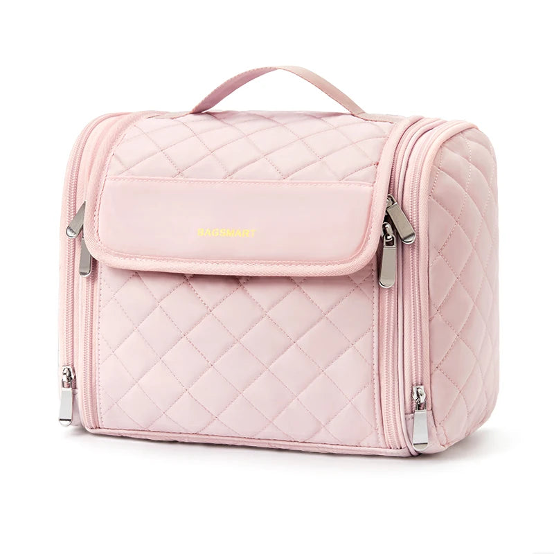 BAGSMART Makeup Bag Cosmetic Travel Bag with Hanging Hook Waterproof Make Up Bag Organizer for Brushes Sponge Toiletries