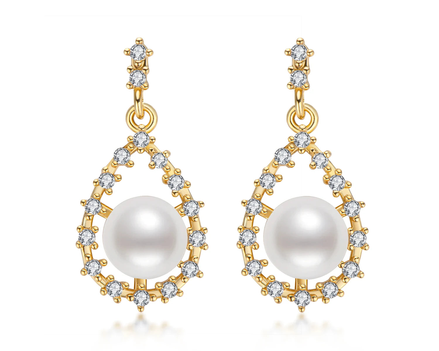 7.5-8mm freshwater pearl hollow pear-shaped hanging earrings 14K gold 925 Sterling Silver Earrings For Wemon Wedding Jewelry Gif