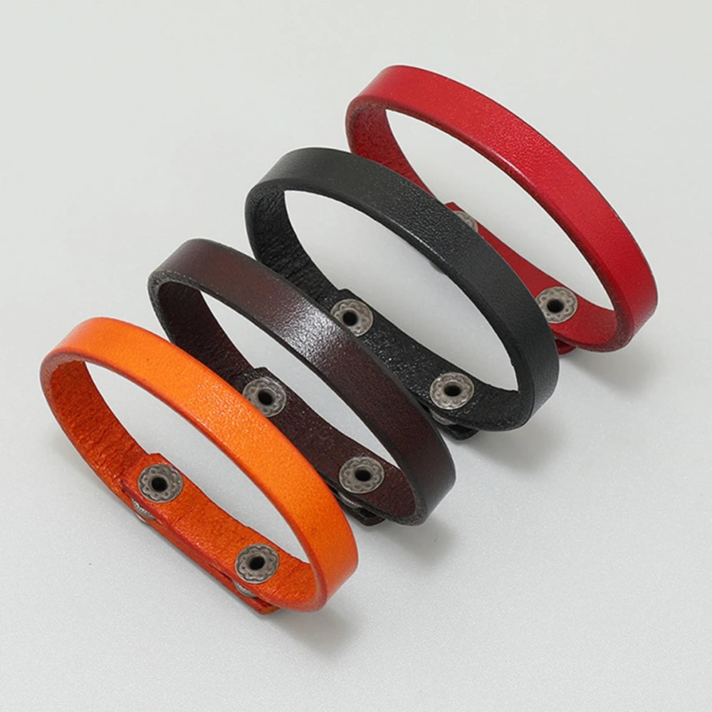 Bracelet MKENDN vintage fait main en cuir véritable avec fermoir de sécurité, style punk, pour homme et femme, bijou de couple à offrir