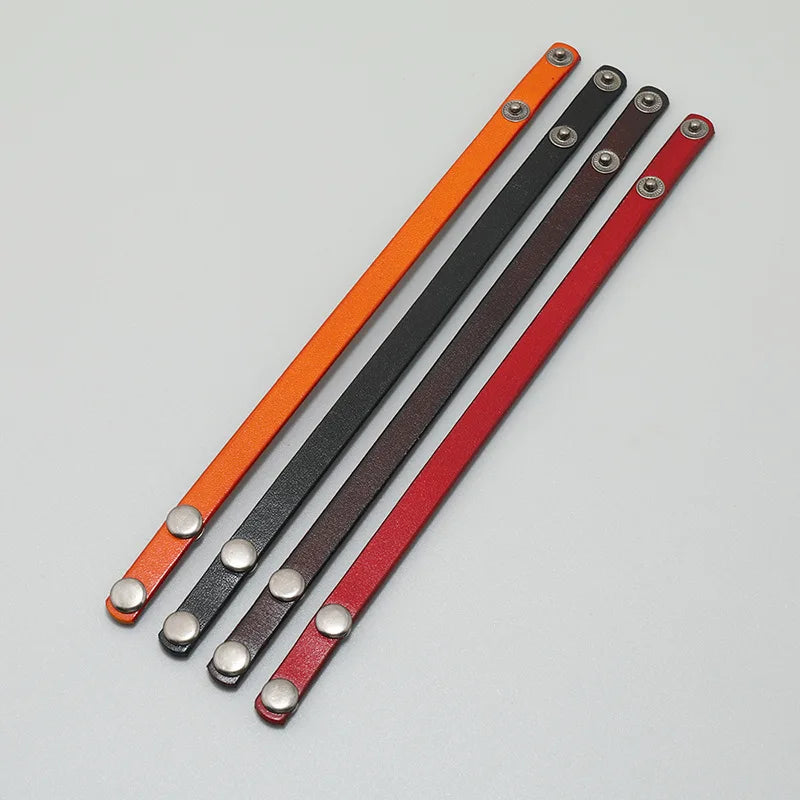 Bracelet MKENDN vintage fait main en cuir véritable avec fermoir de sécurité, style punk, pour homme et femme, bijou de couple à offrir