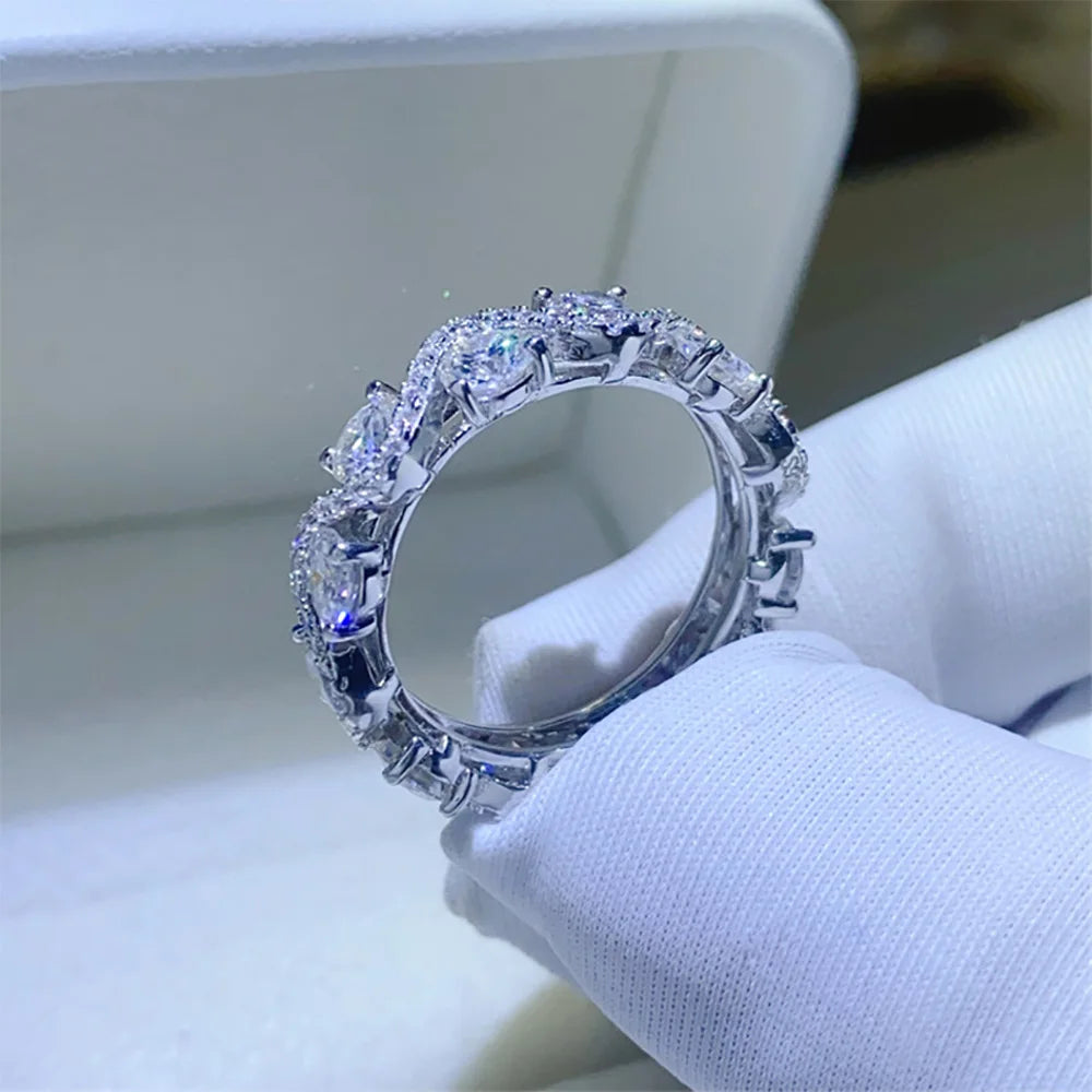 Serenity 4mm D Color Moissanite Rings for Women Men 100% S925 Sterling Silver Plated 18K Lab Diamond Row Rings Fine Jewelry GRA - Madeinsea©