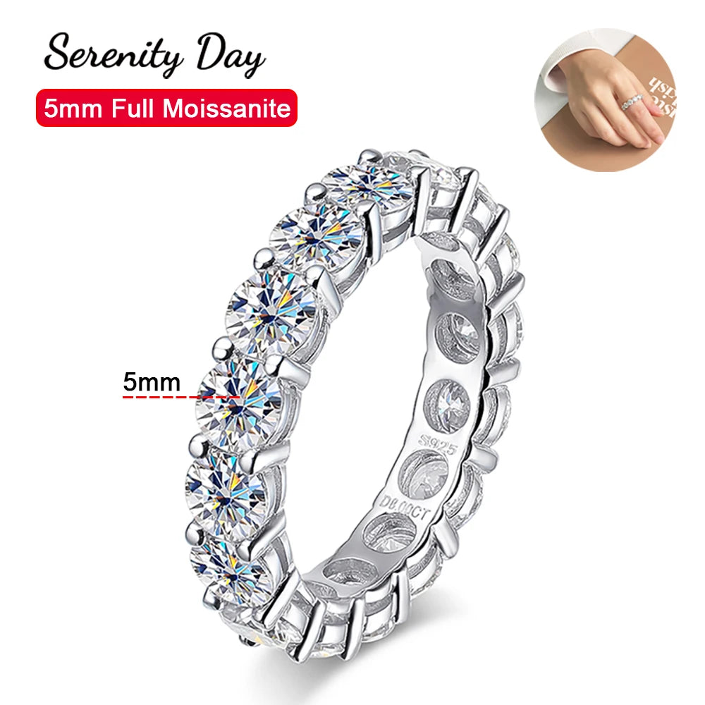 Serenity 3mm 5mm D Color All Moissanite Row Rings For Women Wedding Bridal 100% S925 Sterling Silver Plated 18K Eternity Rings - Madeinsea©