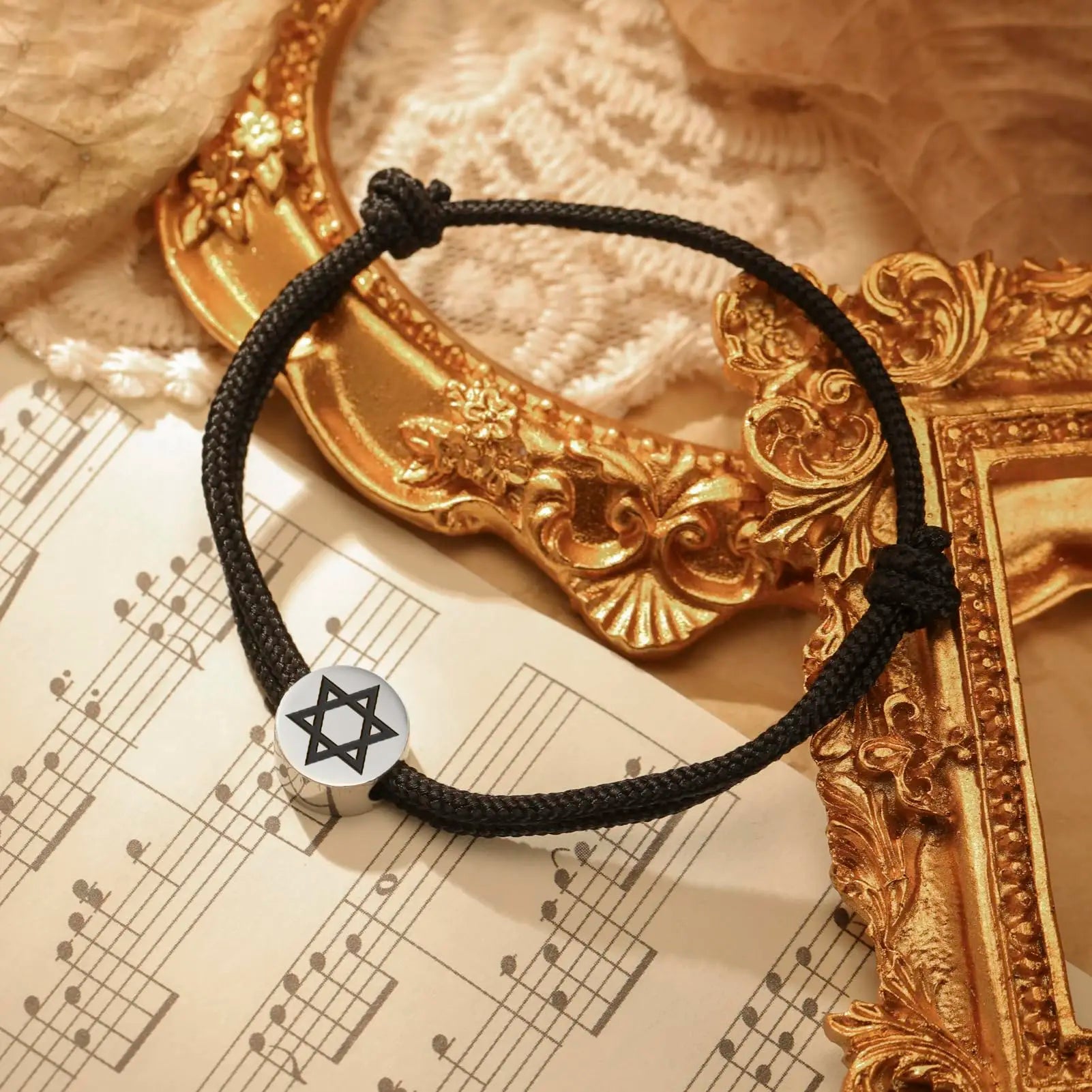 Bracelet nautique Dreamtimes Étoile de David Pendentif hexagramme en acier inoxydable fait à la main Bijoux porte-bonheur Étoile juive pour femmes et hommes