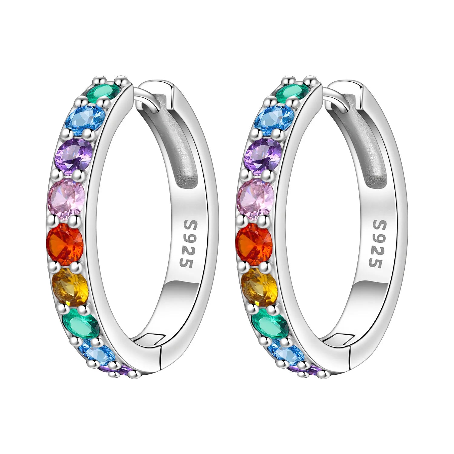 PANPOKI S925 Sterling Silver Color Zircon Minimalist Design Earrings Hoop Earrings For Women Jewelry Original Party Trendy Gift