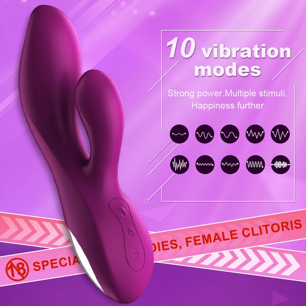 10 Powerful Vibration Modes Rabbit Vibrator G Spot Massager Clitoris Stimulator for Women Sex Toys Shop Adults Goods for Female
