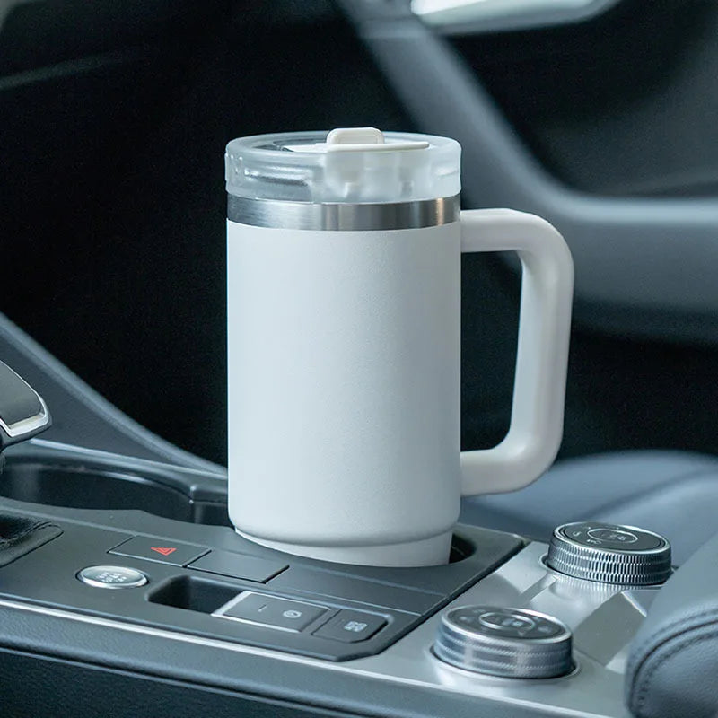Tyeso 900/1200ml Stainless Steel Vacuum Insulated Travel Mug BPA Free Hot & Cold Coffee Tumbler with Handle Straw Tumbler Bottle