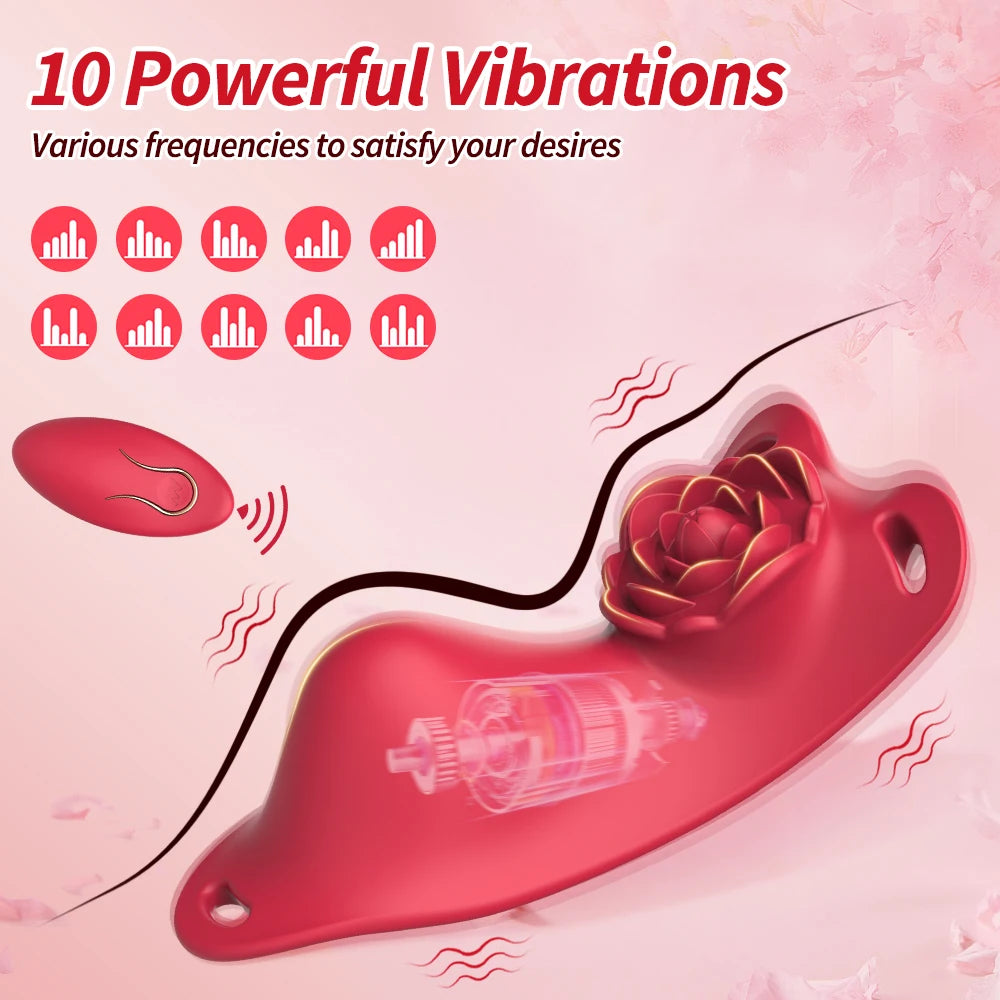 Remote Control Wearable Panty Vibrator Female 10 Vibration Control Mode Rose Chicken Ring Clitoral Stimulator Adult Sexy Toys 18