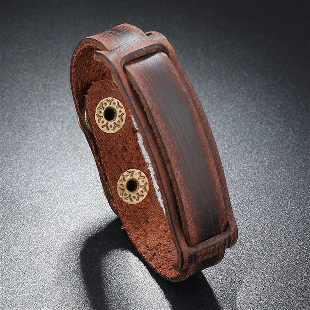 MKENDN Punk Style Multilayer Braided Leather Bracelet Vintage Men Bicycle Chain Bracelet Stainless Steel Easy Buckle Male Gift