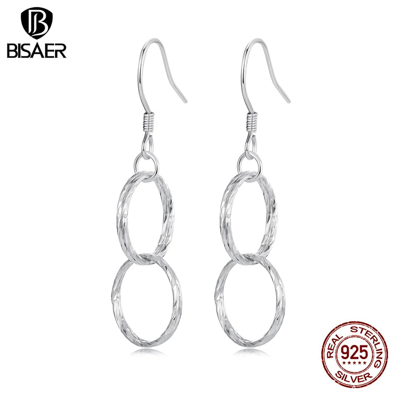 BISAER Boucles d'oreilles à tige scintillantes en argent sterling 925 véritable pour femmes, bijoux fins originaux, cadeau de fête