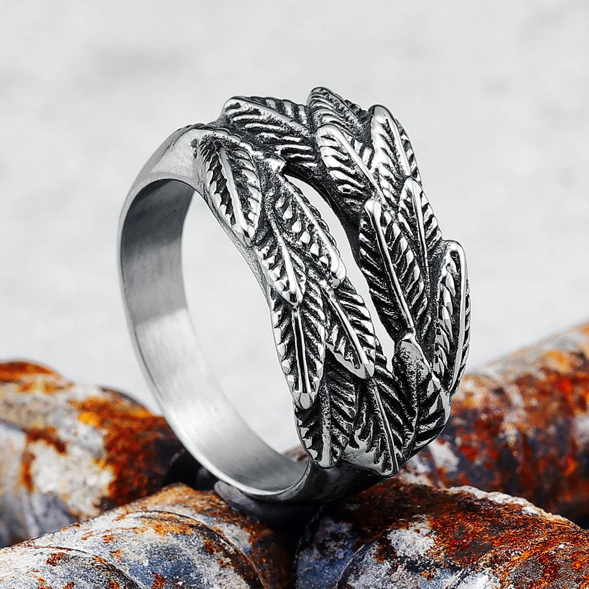 Realistic Wheat Ears Ring Simple Leaf Trendy 316L Stainless Steel Unisex Rings for Friend Couple Jewelry Unique Gift Wholesale