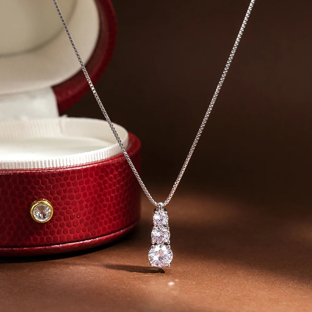 Serenity 1.8ct D Moissanite Pendant Necklace Women Gift S925 Sterling Silver Jewelry Sparkling Lab Diamond Neck Chain Plated 18K - Madeinsea©